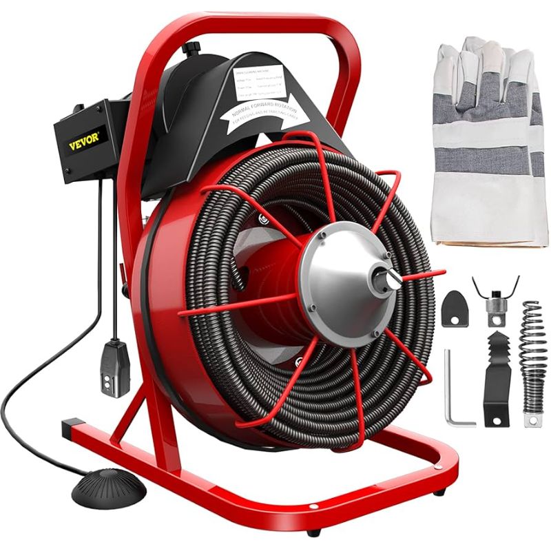 Photo 1 of VEVOR Drain Cleaner Machine 75Ft x 1/2Inch, 370W Drain Cleaning Machine Fits 1 Inch (25mm) to 4 Inch(100mm) Pipes