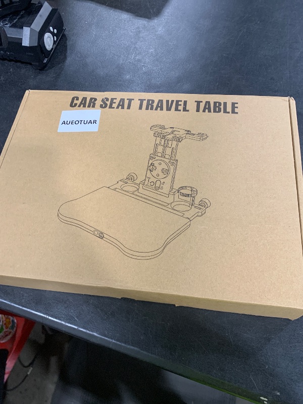 Photo 1 of Car Back Seat Tray Table - Stable Foldable Auto Backseat Food Trays Desk for Rear Passenger Road Trip Eating & Work, Multifunctional Adjustable Travel Tray with Phone Drink Holder for Laptop iPad