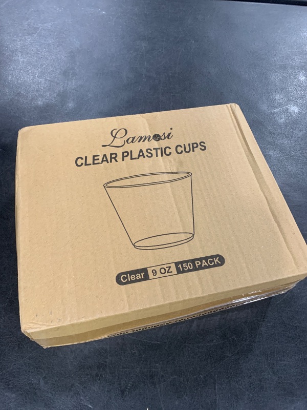 Photo 1 of Lamosi 150 Pack 9 oz Clear Plastic Cups, Disposable Clear Plastic Cups, Fancy Clear Plastic Cocktail Cups for Wedding, Thanksgiving, Christmas, Parties
