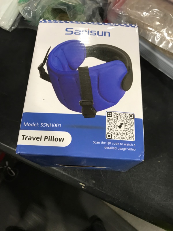 Photo 1 of SARISUN Travel Pillows for Airplanes, Airplane Pillow for Long Flight, Airplane Head Strap with Eye Mask for Sleep, Travel Neck Pillow for Car Road Trip, 360° Support Headrest, Stop Bobblehead, Black