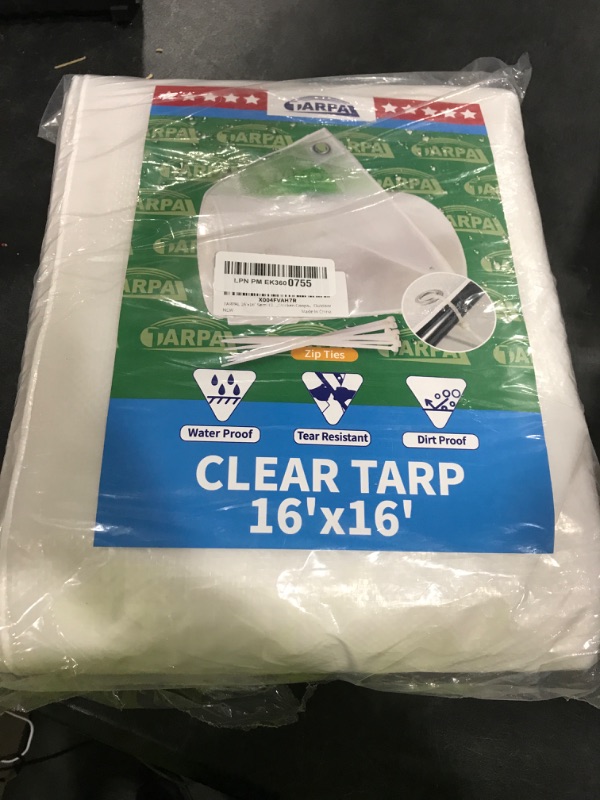 Photo 1 of TARPAL 16'x16' Semi Clear White Tarp Waterproof Green House Cover with Grommets 7.5mil Clear Poly tarps for Gardening,Farm, Garden,Chicken Coops?Outdoor