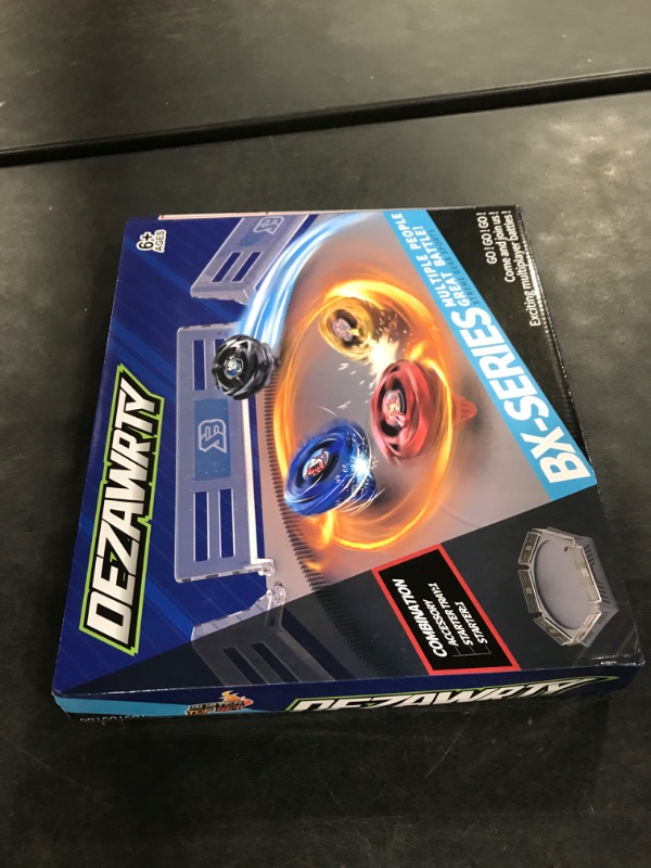 Photo 1 of DEZAWRTY Gyro X Stadium Battling Set, 4 Spinning Tops, 2 Launchers and Arena with X Acceleration Rail, Boys Toys Kids Birthday Gift Ideals, 6+ Years Old (Grey)