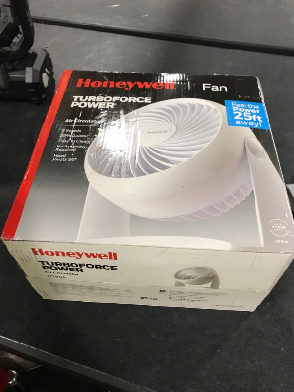 Photo 1 of Honeywell HT-904 TurboForce Tabletop Air Circulator Fan, Small, White – Quiet Personal Fan for Home or Office, 3 Speeds and 90 Degree Pivoting Head