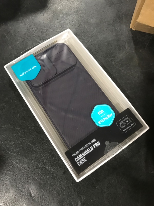 Photo 1 of Nillkin Case for iPhone 15 Pro Max Black | with Sliding Camera Cover, Upgraded Lens Protection, Hard PC+TPU Bumper, Slim, Shockproof, Protective, Phone Case, 6.7", 2023