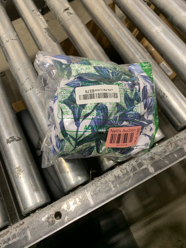 Photo 1 of FLAXMAKER Blue and White Adjustable Shoulder Strip Plant Prints One Piece Swimsuit and Skirt/Sarong (US, Alpha, Small, Regular, Regular, Blue #1 Swim and Skirt)