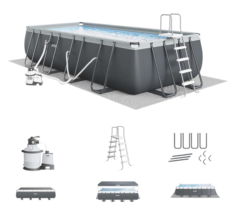 Photo 1 of Intex 18' x 9' x 52" Ultra XTR Rectangular Frame Swimming Pool Set with Pump - Above Ground Backyard Large Rectangle Pool with 45-Inch Deep Water