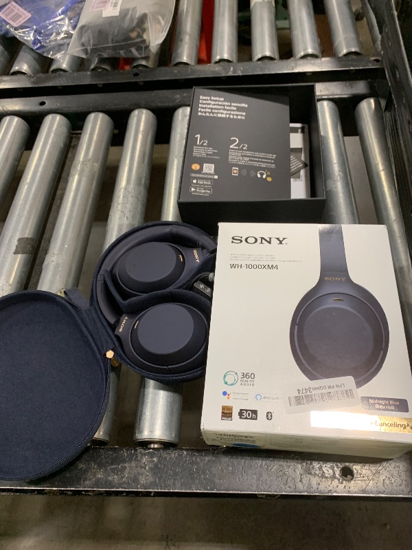 Photo 1 of Sony WH-1000XM4 Wireless Premium Noise Canceling Overhead Headphones with Mic for Phone-Call and Alexa Voice Control, Midnight Blue WH1000XM4