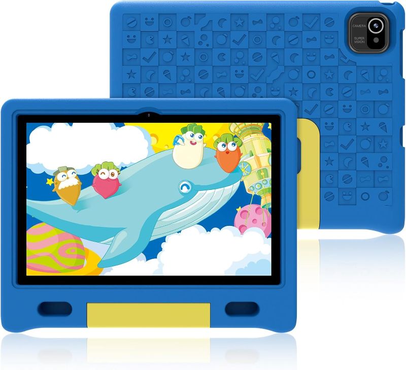 Photo 1 of Kids Tablet 10 inch, Tablets for Kids Ages 3-7 with EVA Case, 32GB Storage(TF Expand 512GB), Pre-Installed Google Kids Space, Family Link, Child Education Contents, 5000mAh Battery - Blue
