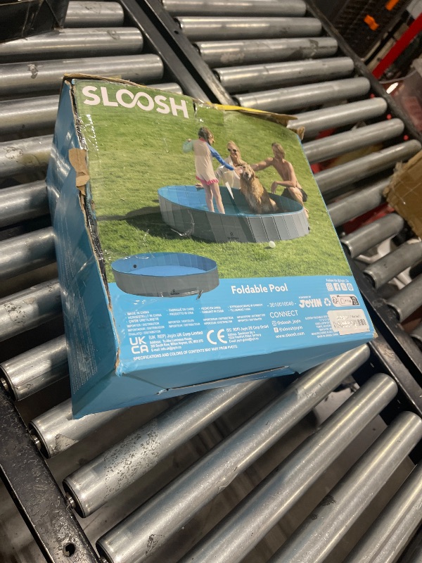 Photo 1 of SLOOSH Foldable Dog Kiddie Pool - Portable Hard Plastic Doggie Swimming Pool, Anti-Slip Collapsible Pets Bath Tub Suitable for Kids Indoor Outdoor Backyard Use (71" x 12", Grey)