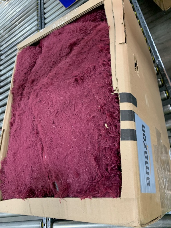 Photo 1 of Burgundy Plush Rug for Living Room Fuzzy Carpet for Bedroom Dorm, Non-Slip High Pile Rug, Shag Rug for Playroom Nursery Home Office Decor 9X12 Ft