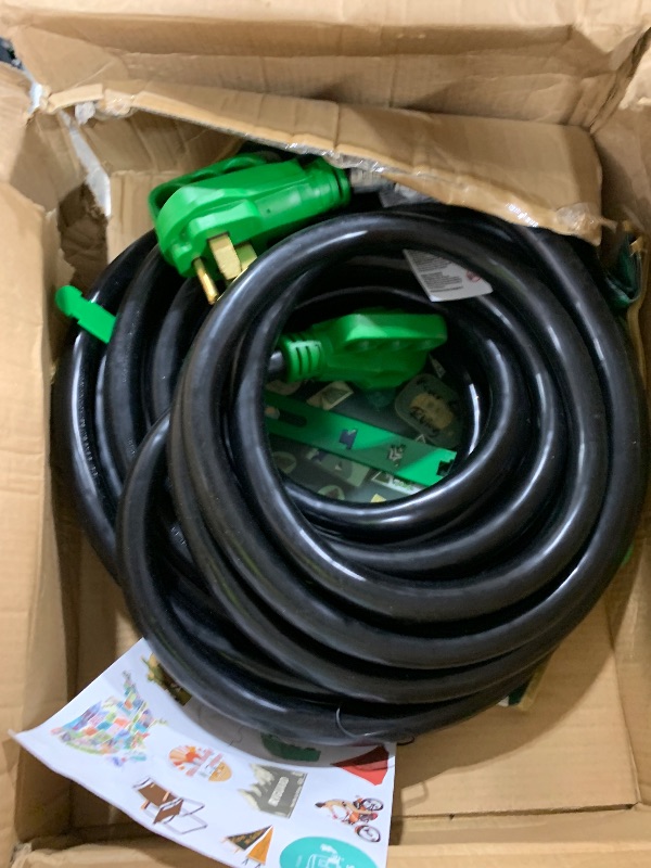 Photo 1 of RVGUARD 50 Amp 50 Foot RV/EV Extension Cord with Reverse Polarity Indicator, NEMA 14-50P/R Heavy Duty Extension Cord with Cord Organizer, Green, ETL Listed