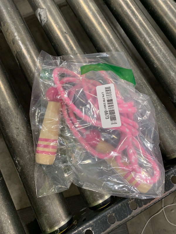 Photo 1 of Jump Rope Kids, 7ft Adjustable Cotton Skipping Rope with Wooden Handle for Boys and Girls Fitness Outdoor Exercise(Pink)