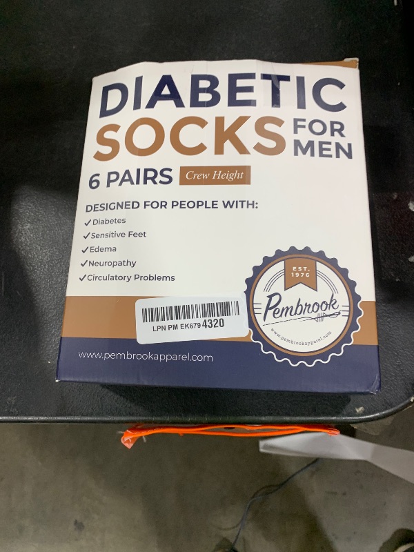 Photo 1 of Pembrook Diabetic Socks for Men - 6 Pairs Crew Men's Diabetic Socks for Neuropathy, Black, Non Binding, White, Gray, Dark Gray, Navy, Blue