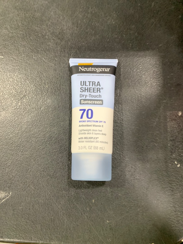 Photo 1 of Neutrogena Ultra Sheer Dry-Touch Water Resistant and Non-Greasy Sunscreen Lotion with Broad Spectrum SPF 70, 3 Fl Oz (Pack of 1)