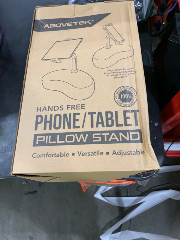 Photo 1 of AboveTEK Tablet Pillow Stand for Bed, Hands-Free 360° Adjustable iPad Pillow Holder for Lap Reading w/Soft Bean Bag, Ideal Gift for Mom, Fits 4.7" to 12.9" Tablet, Phone, Kindle - Gray