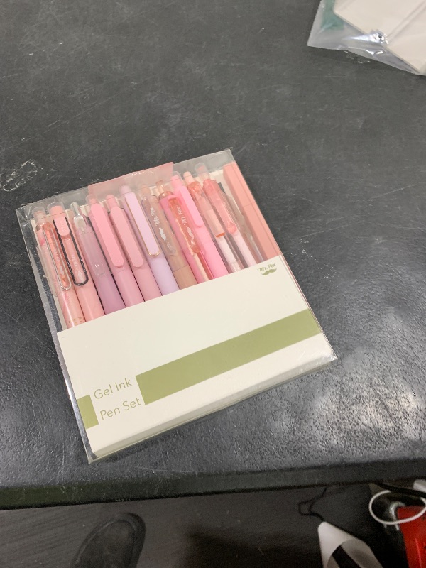 Photo 1 of Mr. Pen- Gel Ink Pink Pen Set, 12 Pack, 1 x Aesthetic Highlighter, 0.5mm Cute Pink Pens Black Ink with Pastel Barrels
