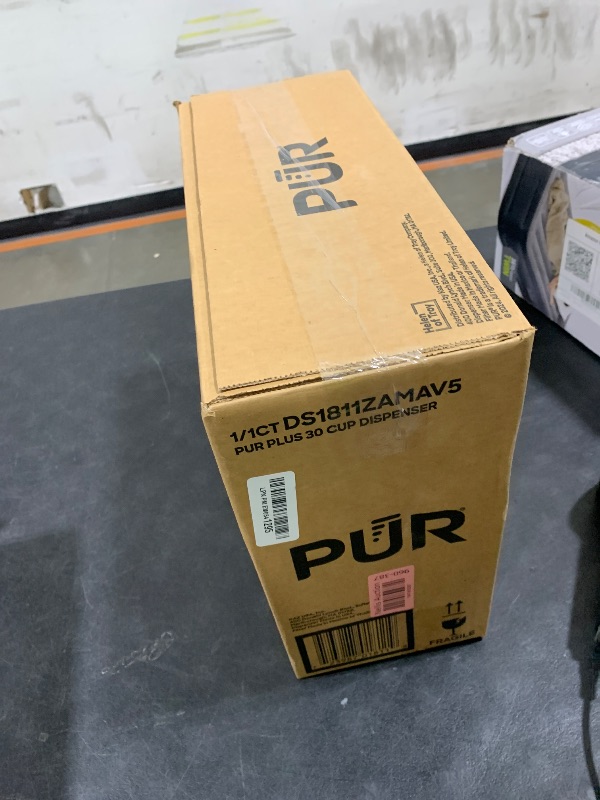 Photo 1 of PUR PLUS 30-Cup Water Filter Dispenser with 1 Lead-Reducing PUR PLUS Filter, Dishwasher Safe, Powerful Filtration, Large Capacity with Slim, Space-Saving Design, White (DS1811Z)