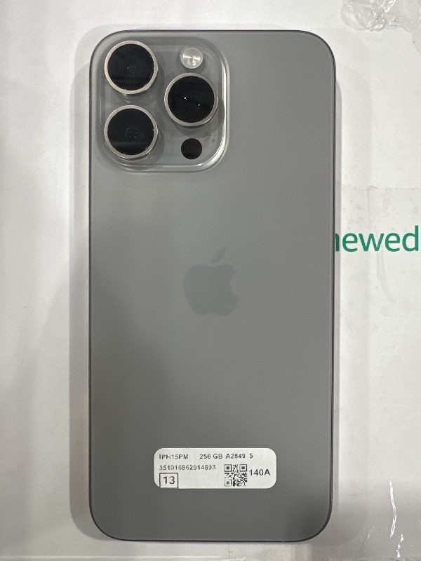 Photo 1 of Apple iPhone 15 Pro Max, 256GB, Natural Titanium - locked (Renewed) - No charger included