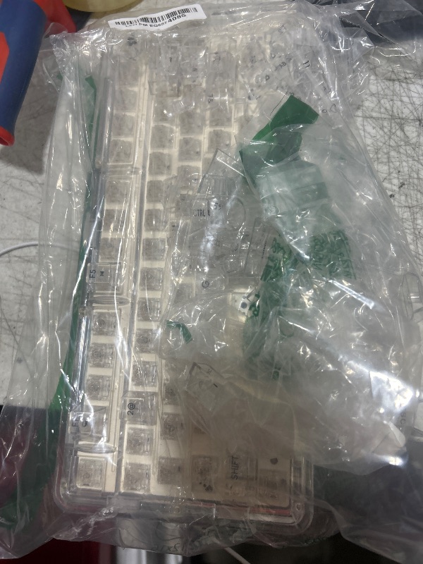 Photo 1 of Transparent Mechanical Keyboard, RGB Backlit Wireless Creamy Gaming Keyboards, Hot Swap Customizable Clear Acrylic Design, 80-Key Quiet Linear Switches, 3 Modes BT5.0/2.4G/USB-C 4000mAh Battery, White