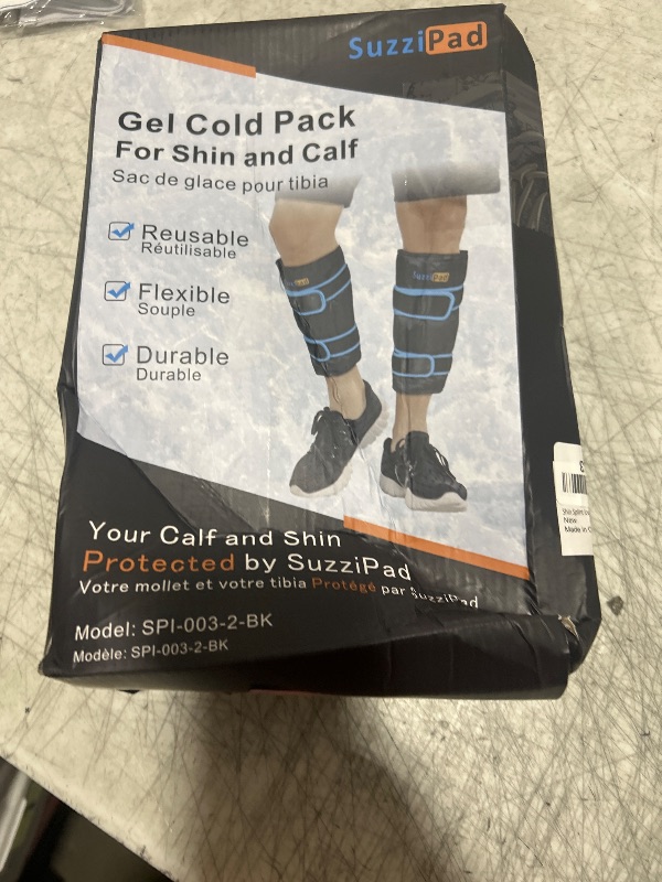Photo 1 of SuzziPad 360° Cold Pack for Calf, Shin, Arm & Elbow – Ice Wrap with Dual-Cover Design, Adjustable Velcro Straps, Leakproof & Reusable Cold Compress for Post-Workout Recovery (2 Packs), Black