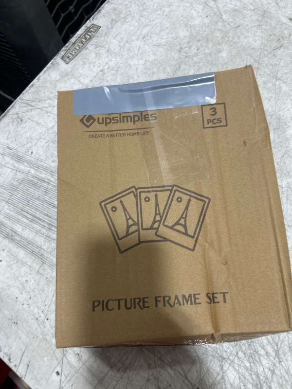 Photo 1 of upsimples 8x10 Picture Frame Set of 3, Made of High Definition Glass for 8 x 10, Wall and Tabletop Display Thin Border Photo Frames for Home Décor, Gold