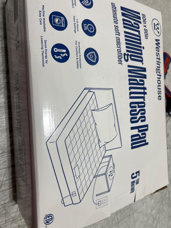Photo 1 of Westinghouse Heated Mattress Pad Queen, Comfortable Electric Mattress Pad with 10 Heating Settings & 1-12 Hours Auto Shut Off, Fit Up to 17" Deep Pocket, Queen Size 60"x80"