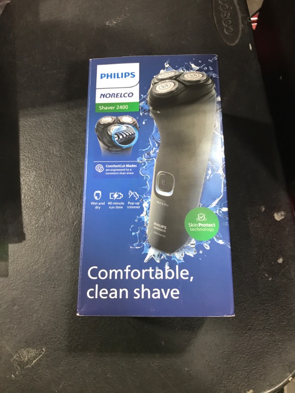 Photo 1 of Philips Norelco Shaver 2400 Series, Wet and Dry Electric Shaver, Pop-up Trimmer, P-Cap, Deep Black, Model X3001/90