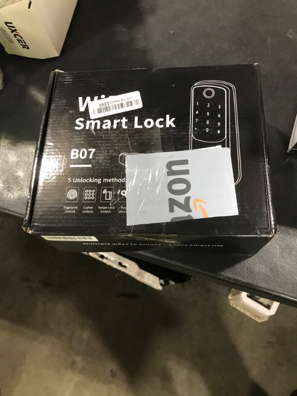 Photo 1 of SohoTeco Keyless Entry Door Lock with Handle, Built-in WiFi Deadbolt, Smart Fingerprint Security Lock for Front Door, Support Doorbell Call and APP Unlock, Easy Installation, Matte Black