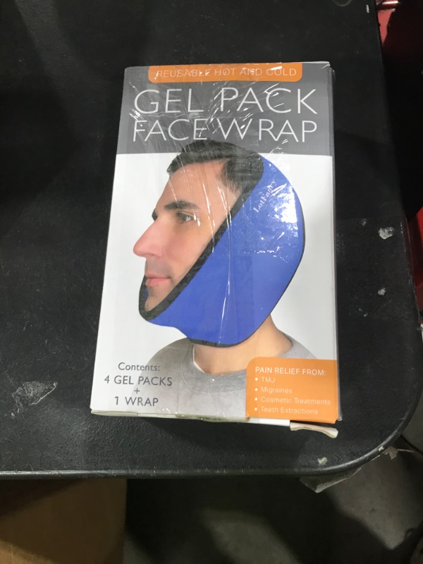 Photo 1 of LotFancy Face Ice Pack Wrap for TMJ, Wisdom Teeth, with 4 Reusable Hot Cold Therapy Gel Packs, Pain Relief for Head, Oral and Facial Surgery, Dental Implants, Blue
