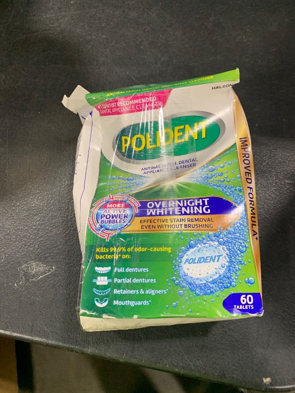 Photo 1 of Polident Overnight Whitening Antibacterial Dental Appliance Cleanser Tablets, 60 Count