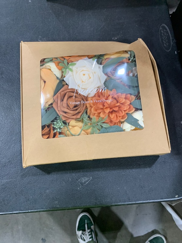 Photo 1 of Floroom Terracotta Artificial Flowers Burnt Orange Fake Roses Peonies Dahlia Greenery Combo Box Set for DIY Wedding Bouquets Bridal Shower Centerpieces Floral Arrangements Party Tables Home Decoration
