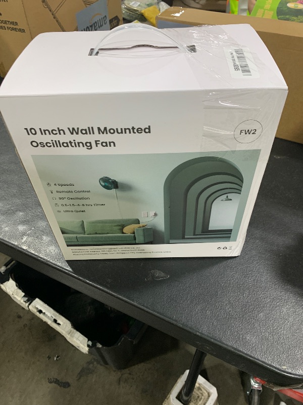 Photo 1 of 10 Inch Wall Mount Oscillating Fan with Remote and Timer, Small Bedroom RV Fan with 4 Speeds, Quiet Operation,90°Oscillation, Adjustable Tilt,5.92 ft Wire, Cooling Bathroom Wall Mounted Fans