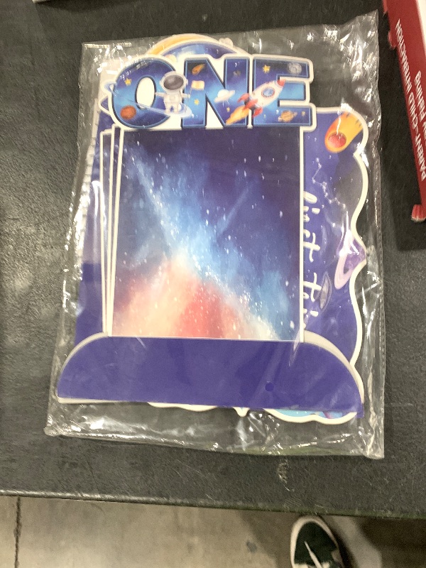 Photo 1 of First Trip Around The Sun Birthday Decorations, 8pcs Outer Space 1st Birthday Photo Table Honeycomb Centerpiece for Planets Solar System Theme One Year Old Birthday Party Supplise