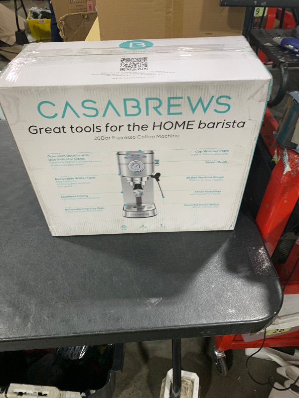 Photo 1 of CASABREWS CM5418 Espresso Machine 20 Bar, Compact Espresso Maker with Steam Milk Frother, Stainless Steel Coffee Machine with 34oz Removable Water Tank for Cappuccino, Latte, Silver