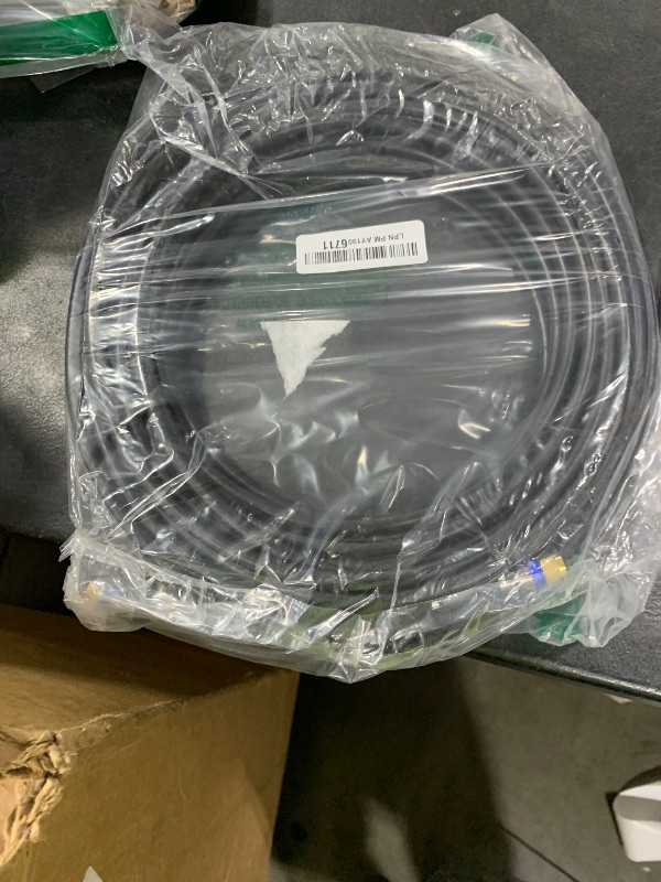 Photo 1 of GE RG6 Coaxial Cable, 50 ft. F-Type Connectors, Quad Shielded Coax Cable, 3 GHz Digital, In-Wall Rated, Ideal for TV Antenna, DVR, VCR, Satellite, Cable Box, Home Theater, Black, 33532