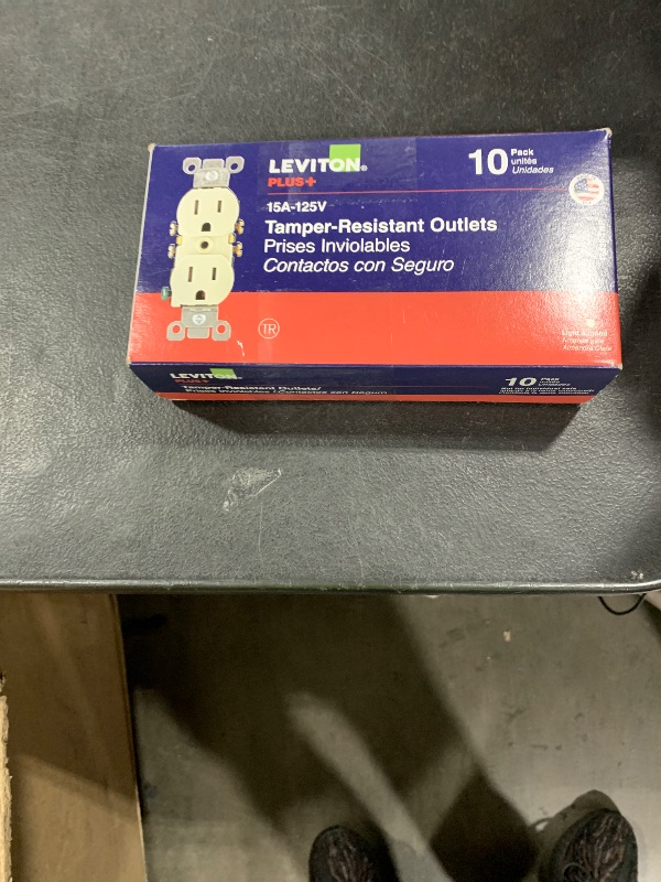 Photo 1 of Leviton 15 Amp 125V Tamper Resistant Duplex Receptacle (10 Pack), T5320-TMP, Light Almond