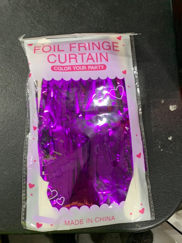 Photo 1 of 2 Pack Purple Backdrop Tinsel Streamers Foil Fringe Backdrop Halloween Party Decorations Purple Backdrop Curtain Birthday Graduation Bachelorette Christmas New Year Party Decorations