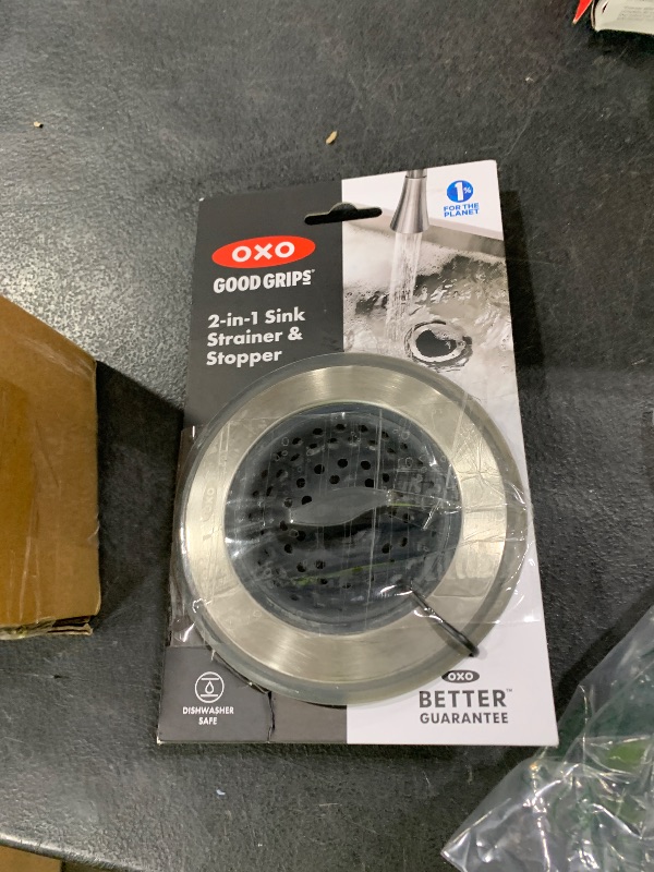 Photo 1 of OXO Good Grips 2-in-1 Sink Strainer Stopper, Black