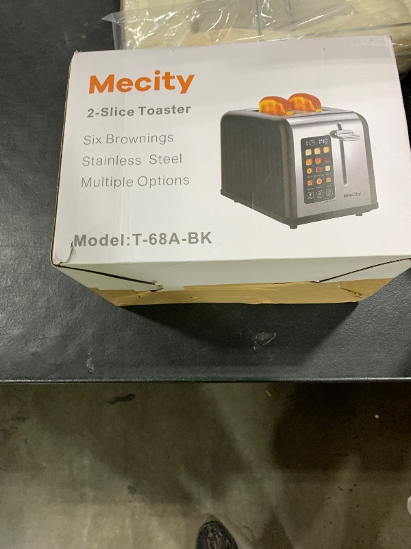 Photo 1 of Mecity 2 Slice Touch Screen Toaster, 1.5" Wide Slot, Stainless Steel Smart Toaster for Bagels, Muffins, Waffles, Gluten-Free Breads, Defrost, Reheat, Timer, 120V 825W, Matt Black
