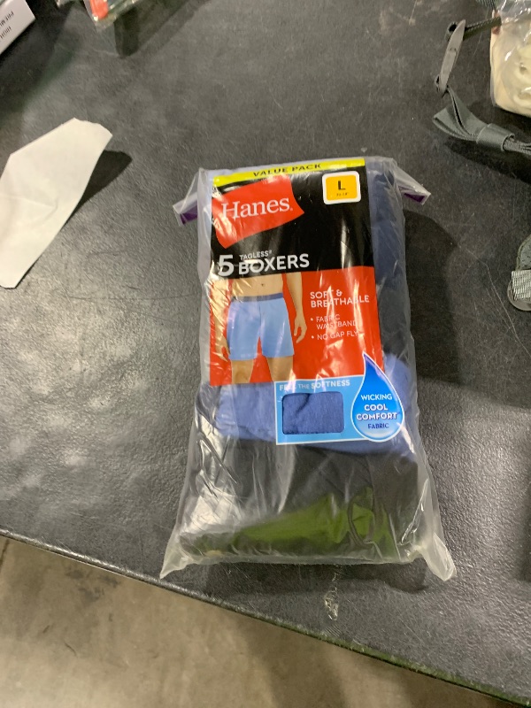 Photo 1 of Hanes mens Tagless Knit With Comfortsoft Waistband - Multiple Packs Available boxer shorts, Assorted 5 Pack, Large US