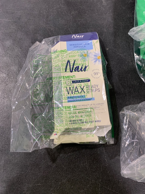 Photo 1 of Nair Sensitive Hair Remover Wax Ready Strips, Legs and Body Hair Removal Wax Strips, 40 Count