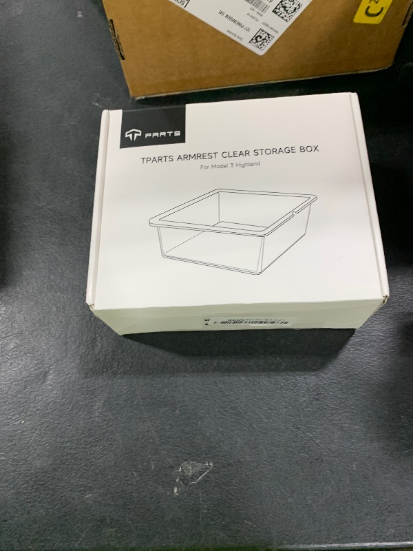 Photo 1 of TPARTS Armrest Storage Box for Tesla Model Y Juniper 2025+/Model 3 Highland 2024+ Interior Translucent Smoke Gray Organizer Tray with Silicone Layer, Non-Compartmental Maximize Storage Space