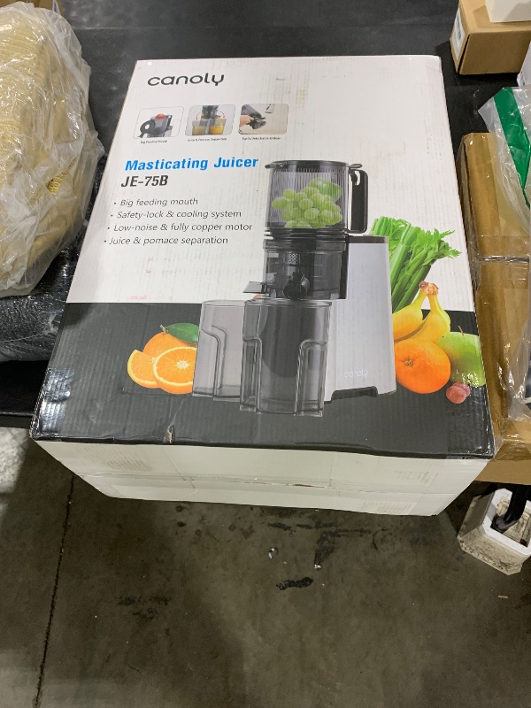 Photo 1 of Cold Press Juicer, 5.8" Wide Feed Chute Juice Extractor Machine with 400W, High Juice Yield, Slow Masticating Juicer for Whole Vegetables & Fruits, Metallic Silver