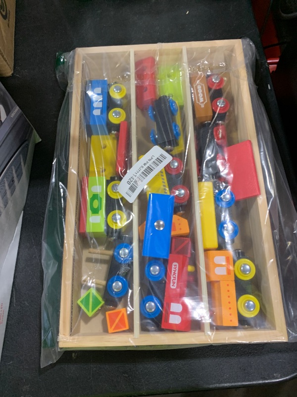Photo 1 of Montessori Wooden Train Toy Set for Kids, 12PCS Magnetic Train Cars with Storage Gift Box, STEM Educational Toy for Boys & Girls, Ages 2-8 Years, Christmas Birthday Party Gift