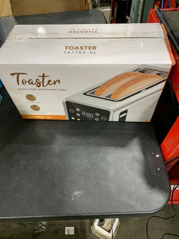Photo 1 of Touch Screen Toaster 4 Slice, 2 Wide Slot Stainless Steel Smart Digital Toasters with 6 Toast Levels & 5 Bread Types, 1400W Bagel Toaster - Memory Function/Single Slot Toasting/Defrost/Reheat