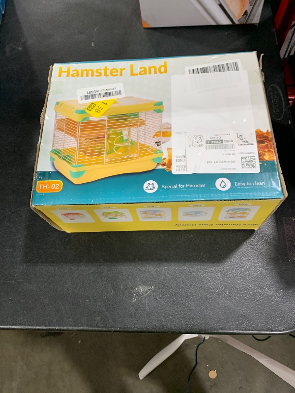 Photo 1 of Hamiledyi Portable Hamster Cage 2 Layers Dwarf Hamster Habitat Small Animal Travel Cage with Exercise Wheel Hamster Enclosure Mouse Cage for Hamsters Mice Gerbils or Other Tiny Pets