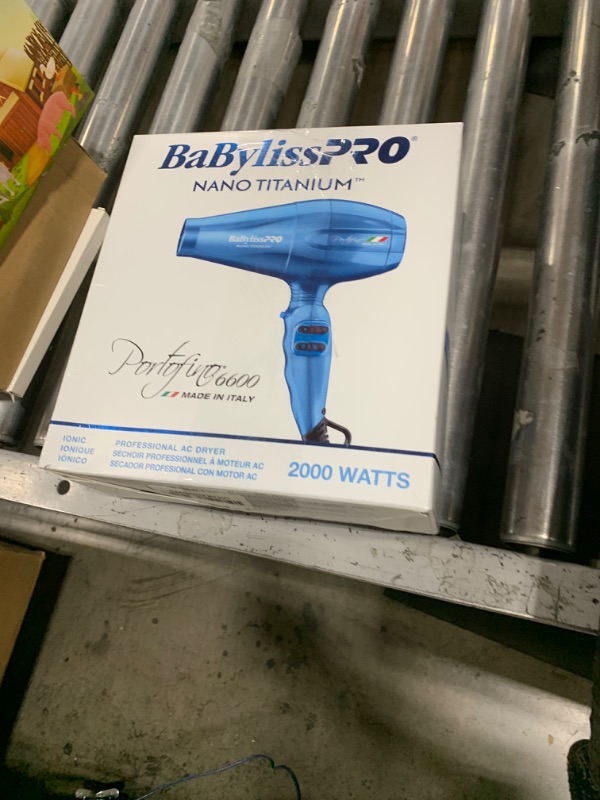 Photo 1 of BaBylissPRO Hair Dryer, Nano Titanium Portofino 2000-Watt Blow Dryer, Hair Styling & Appliances, Blue, BNTB6610N