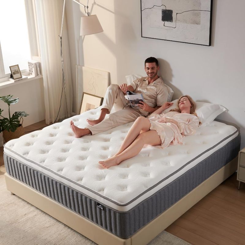 Photo 1 of Queen Mattress 14 Inch, Hybrid Memory Foam Mattress with Zoned Pocket Springs Support and Motion Isolation, Medium Firm Feel Pressure