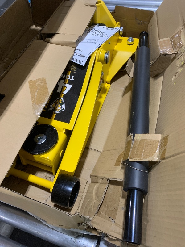 Photo 1 of YELLOW JACKET Low Profile Floor Jack with Dual Pumps Quickly Lift Hydraulic Car Jack with Pad, 4 Ton (8,800 lb) Capacity

