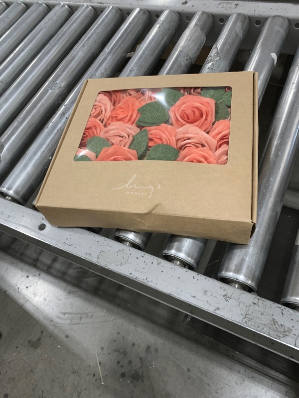 Photo 1 of Ling's Moment Artificial Flowers 25Pcs Deep Coral Roses Decor w/Stems,3" Real Touch DIY Foam Floral for Wedding Bouquet/Centerpieces, Outdoors Party Backdrop, Room/Table, and Garden/Pot Decorations